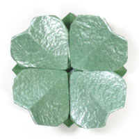 four-leaf origami clover with a flat base