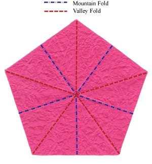 1st picture of origami flower, mirabilis jalapa (Four o' clock flower, Marvel of Peru)