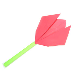 12th picture of easy origami tulip with two leaves