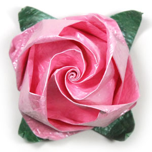 Jewelry origami rose flower with base