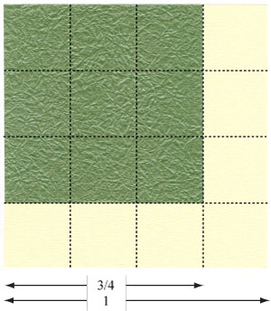 Three-sepals standard origami calyx: front side of paper